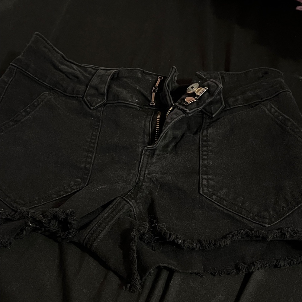 Black Denim High-Waisted Shorts